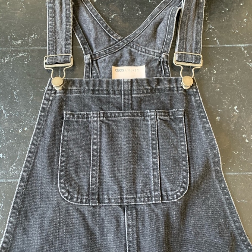 Black ASOS Denim Overall Dress Size 0 - Picture 3 of 7